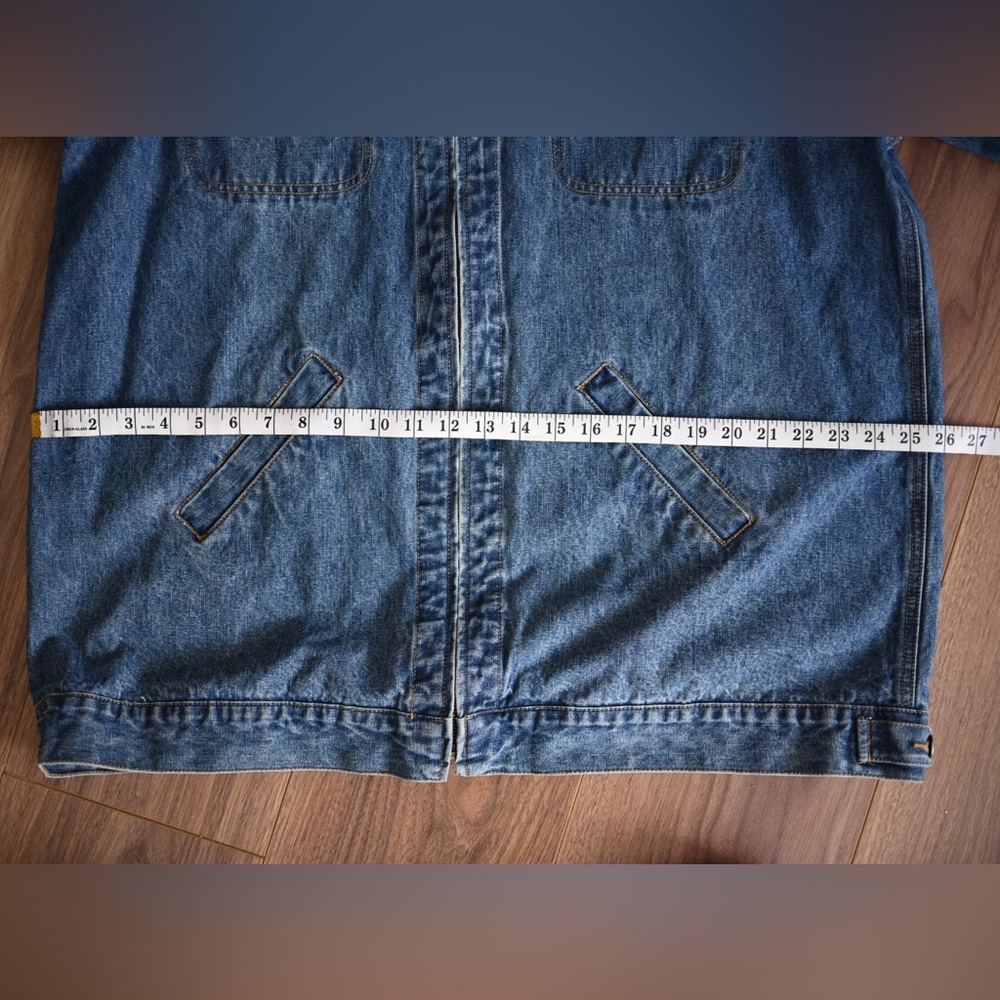 Vintage 90s LA Blues Hooded Denim Jacket Women’s 16/18 Y2K Zip Up - Picture 9 of 12